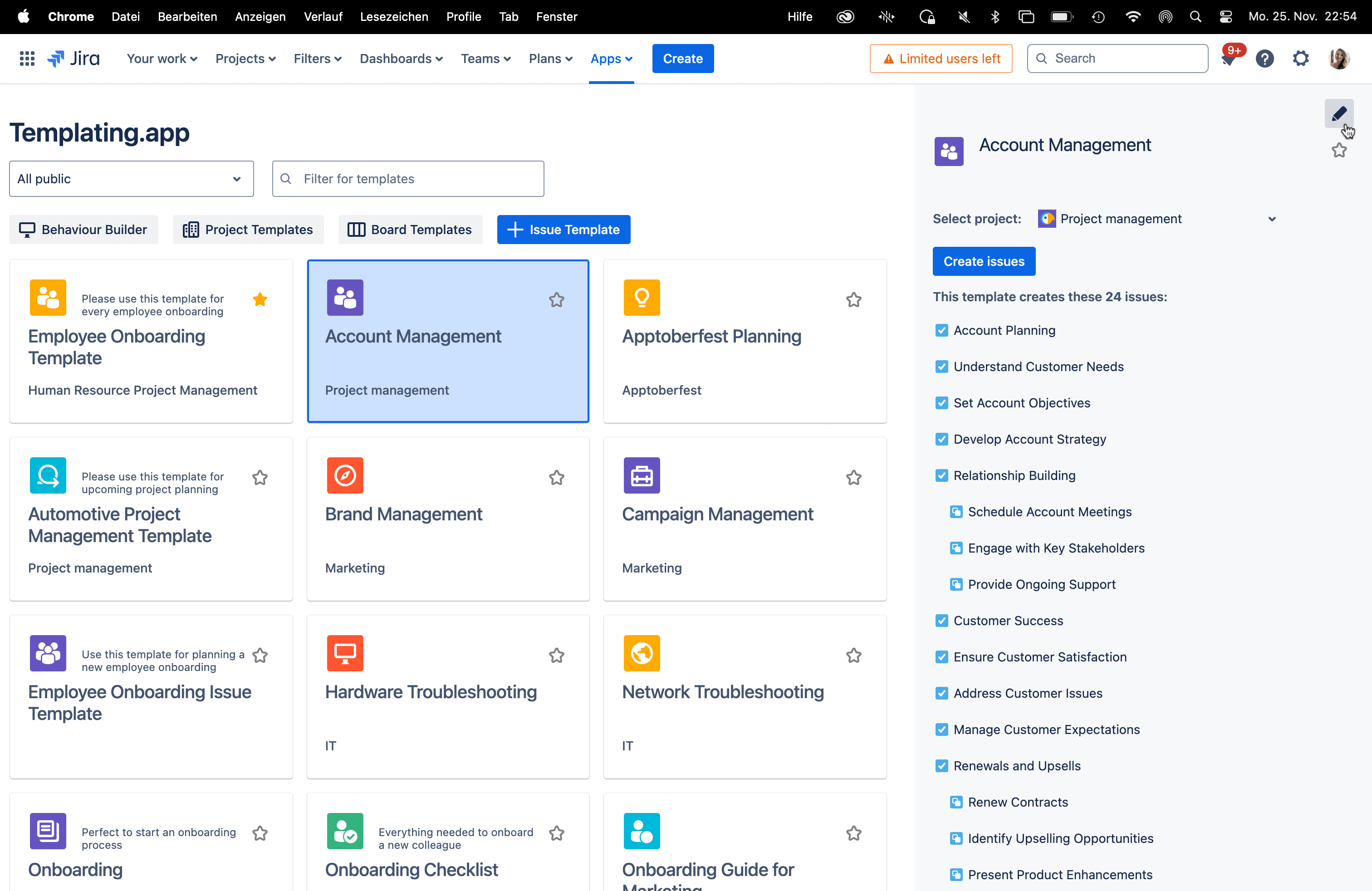 Click on the edit icon to edit your issue template.