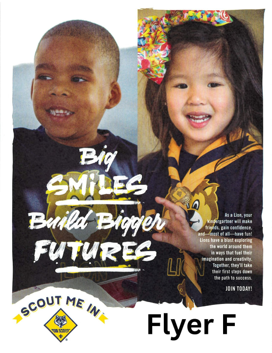 Cub Scout flyer for Lions only showing a black boy and an Asian girl