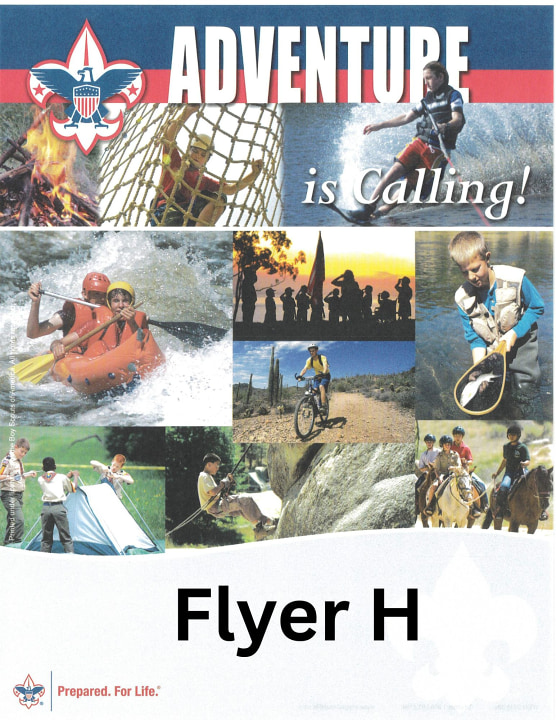 Scouts BSA flyer showing boys doing multiple activities