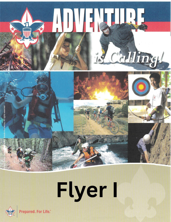 Scouts BSA flyer showing boys doing multiple activities