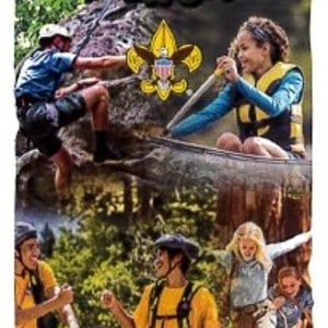 Scouts BSA Peer-to-Peer cards (front) showing kids doing multiple activities