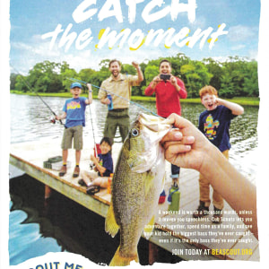 Cub Scout flyer with boys & adults fishing