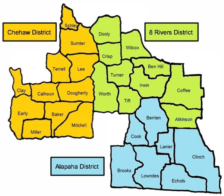 The Council is organized into three Districts.