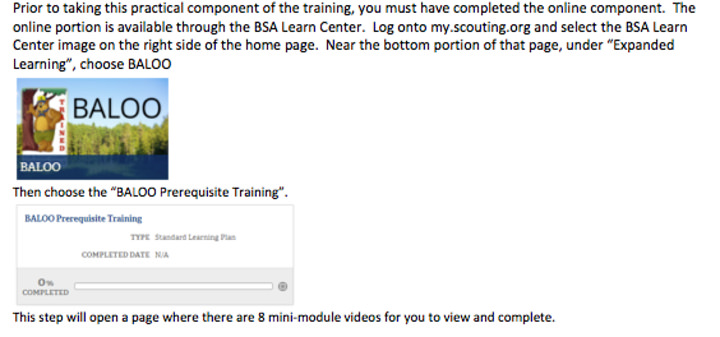 How to get to "BALOO Prerequisite Training"