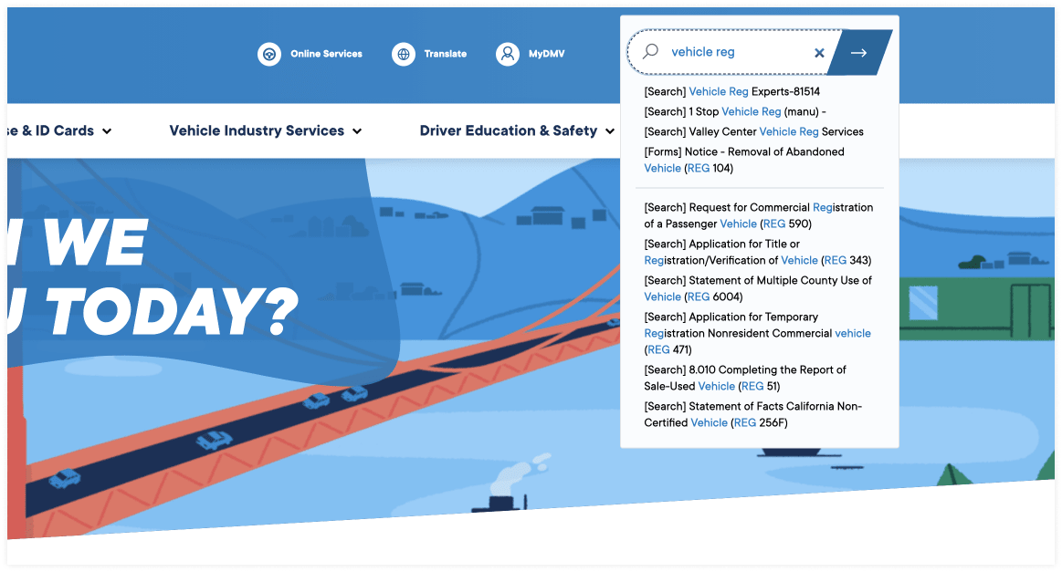 CA DMV Onsite Search