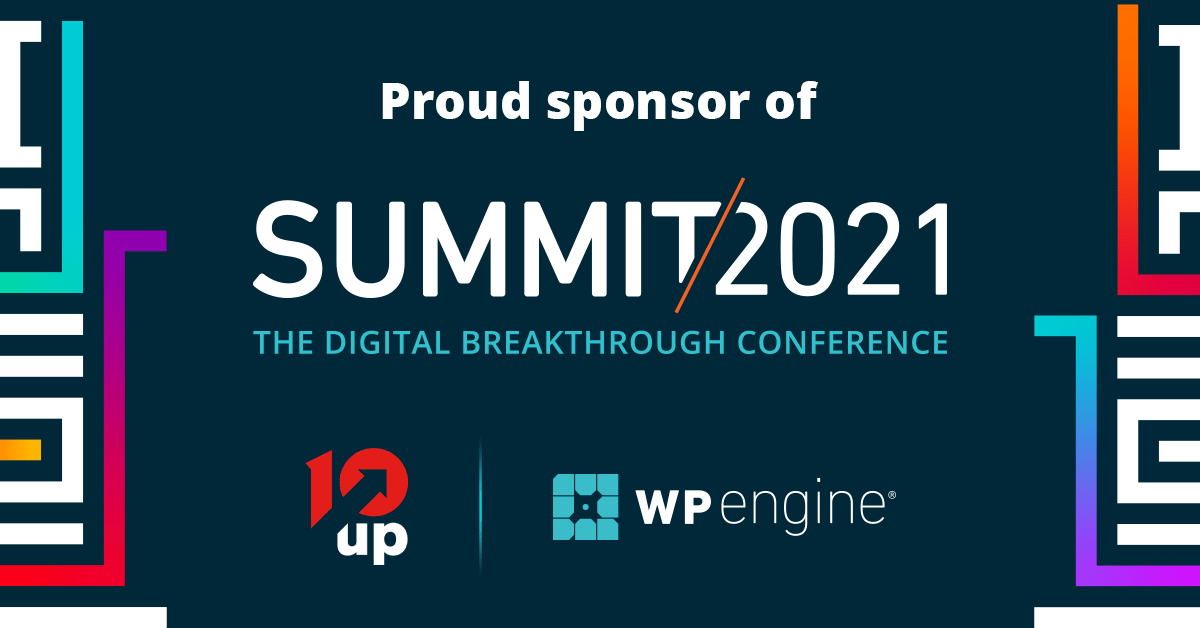 Banner describing 10up as a sponsor of WP Engine's 2021 EMEA Summit