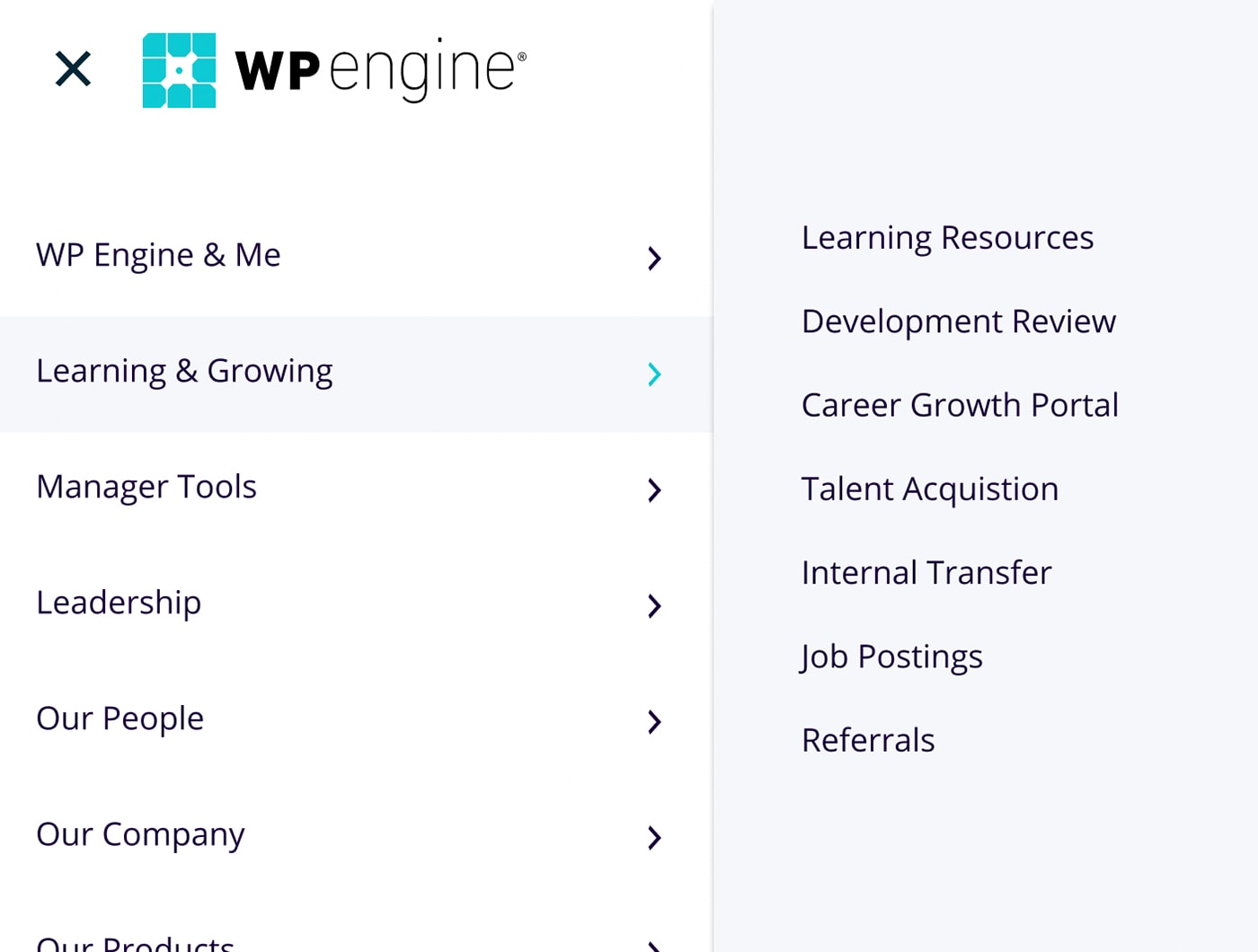 WP Engine Intranet Menu Example