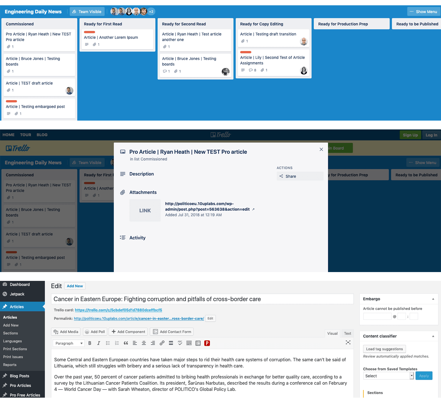 POLITICO Trello And WordPress Integration