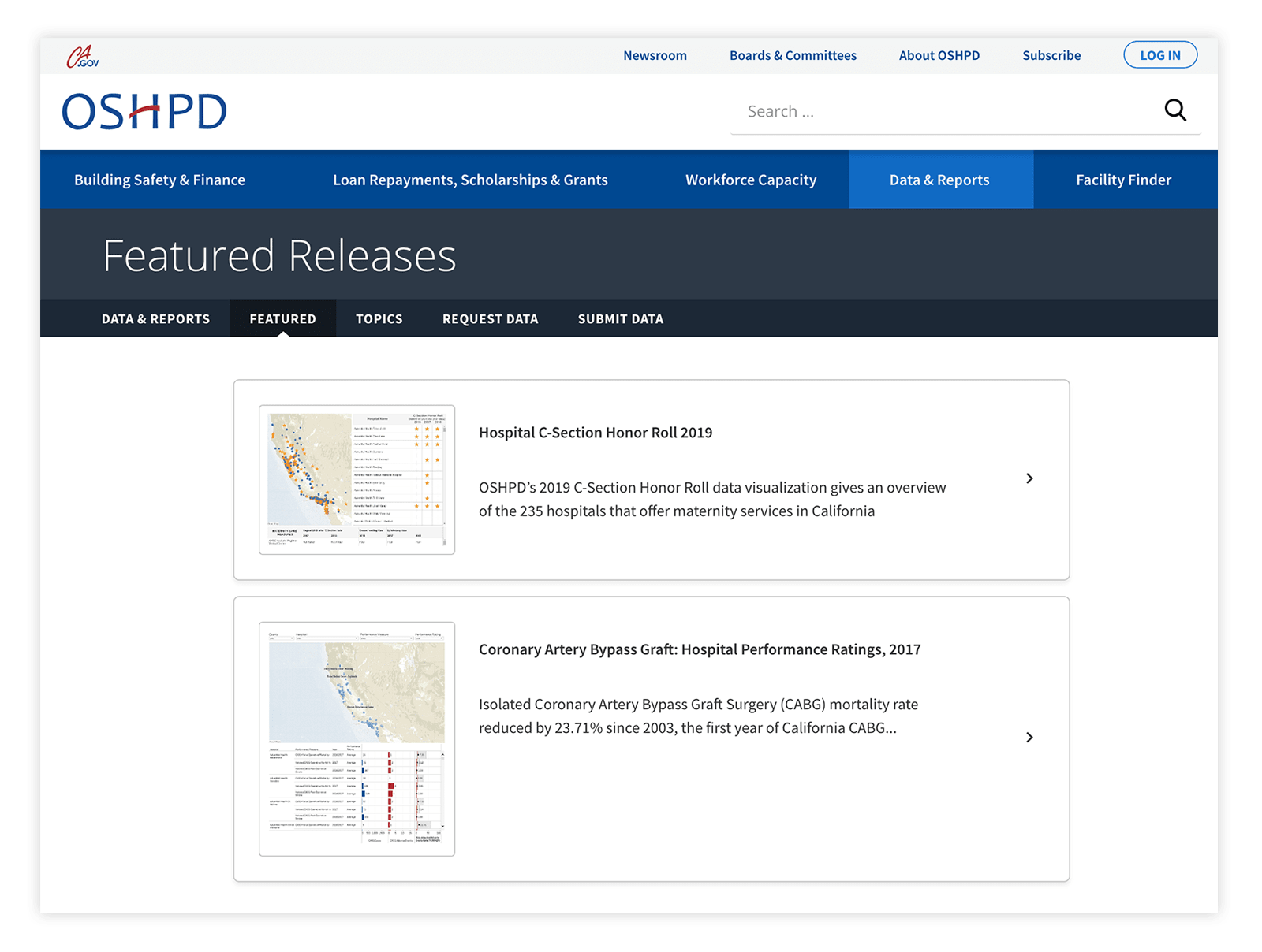 OSHPD.ca.gov Tableau Integration