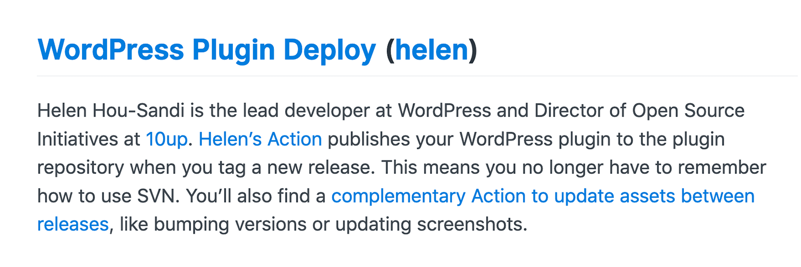 WordPress Plugin Deploy Mention on the GitHub Blog