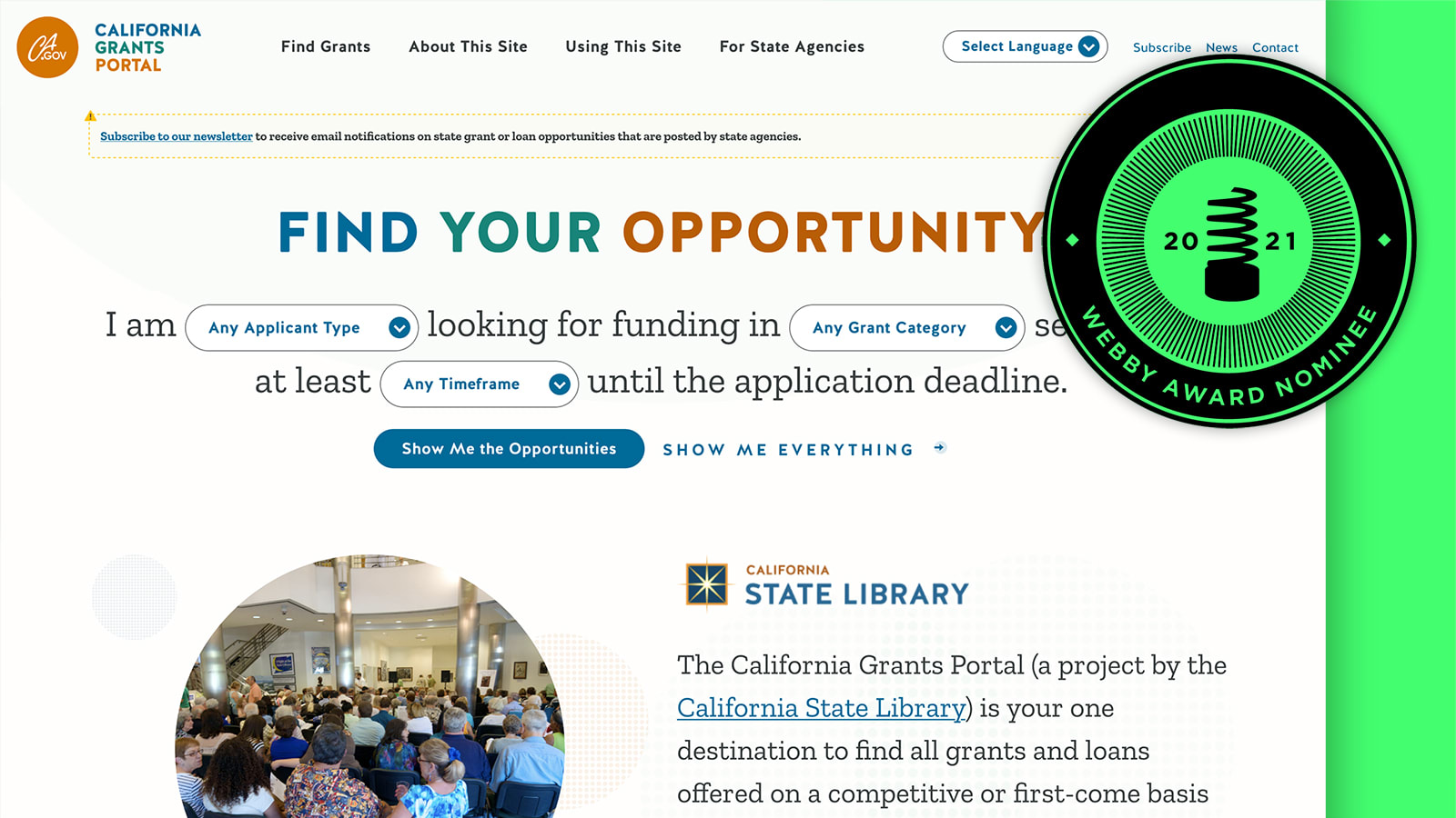 Webby Nominee: The California Grants Portal