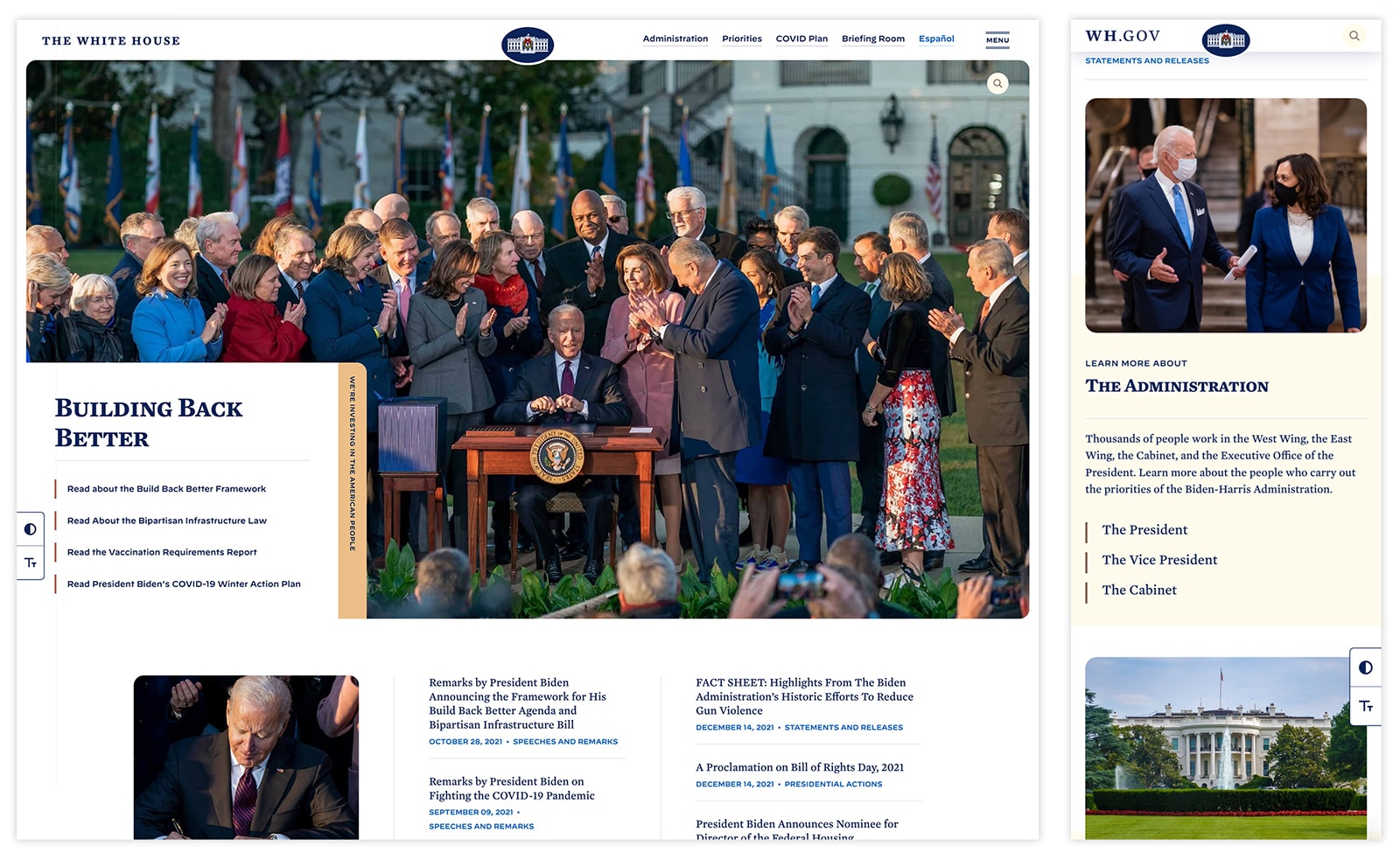 White House Website Design