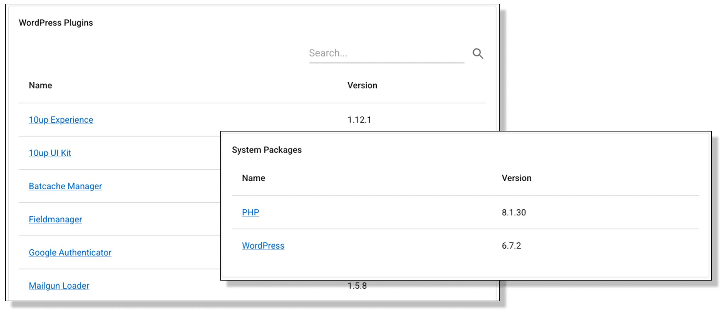 Example of WordPress plugin version tracking.