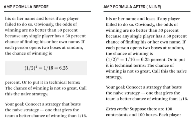 Formulas in iFrames and in-line