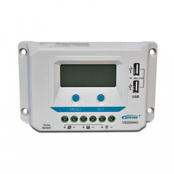 شارژکنترلر 20 آمپر LCD دار PWM برند ای پی اور مدل VS2024AU شارژکنترلر 20 آمپر LCD دار PWM برند ای پی اور مدل VS2024AU