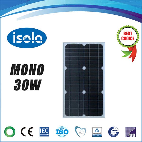 پنل خورشیدی 30 وات مونوکریستال برند آی سولا پنل خورشیدی 30 وات مونوکریستال برند آی سولا