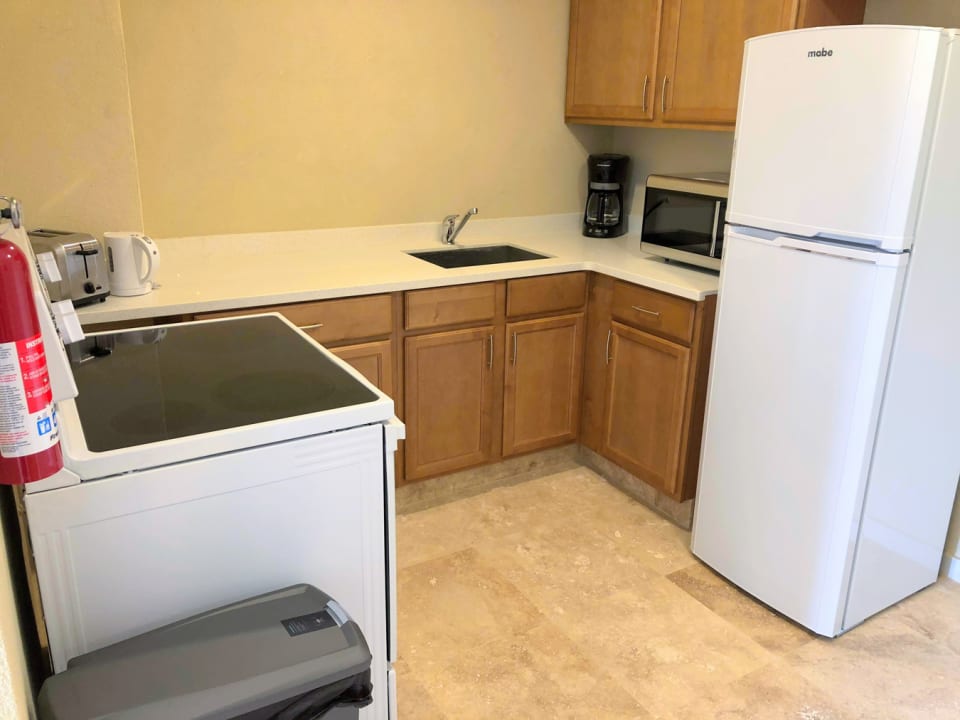 Kitchen adjoins living area