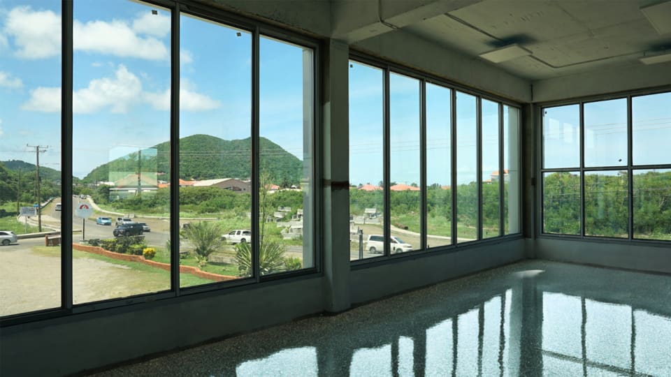 2nd floor - the epoxy flooring is only a rendering; view looking towards the highway - Rodney Bay