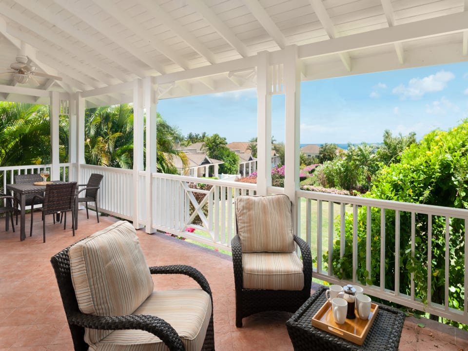 Patio with distant ocean views