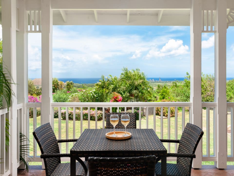 Patio with distant ocean views