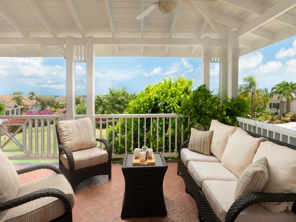 Patio with distant ocean views