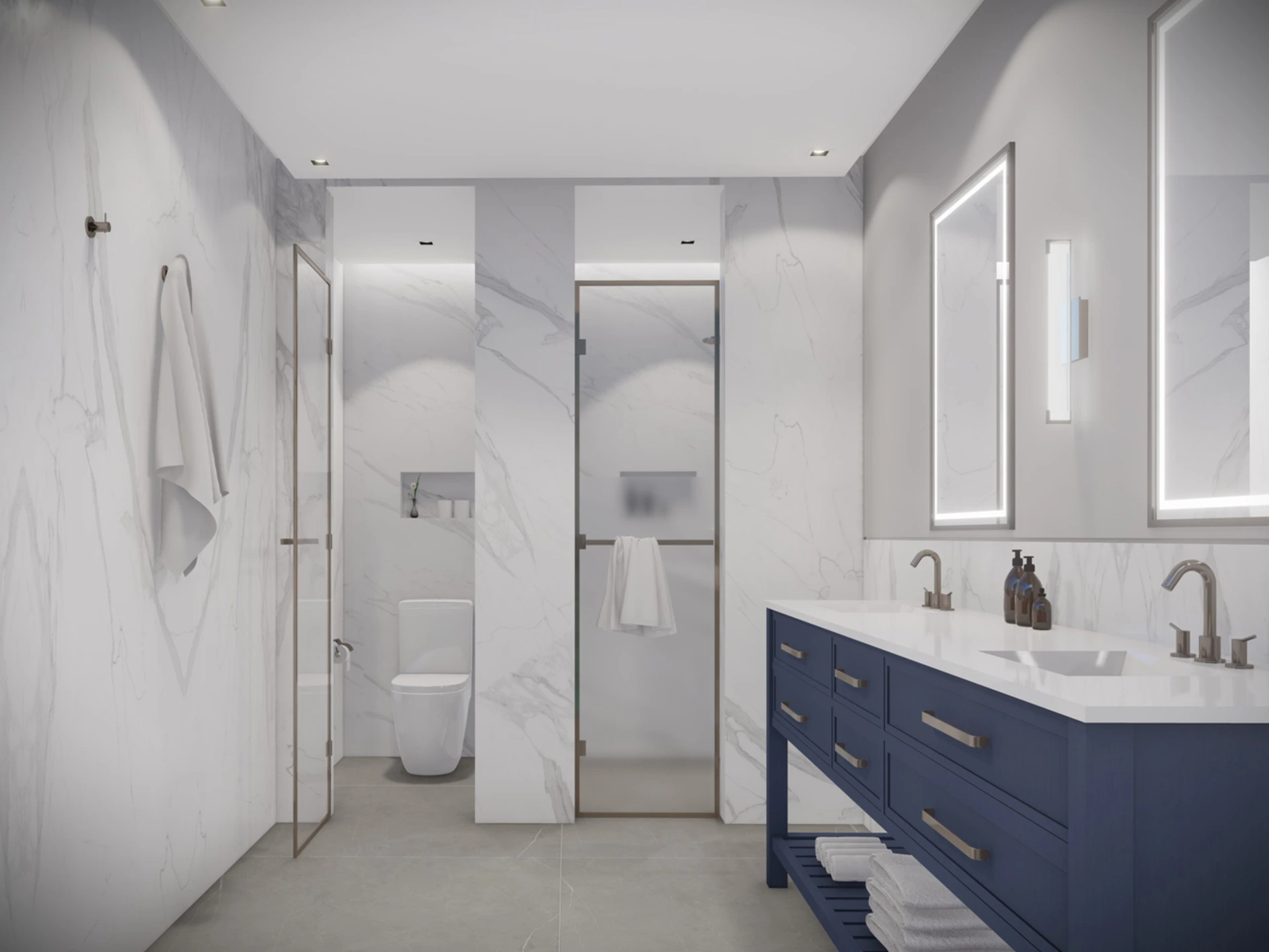 Master bathroom with separate water closet