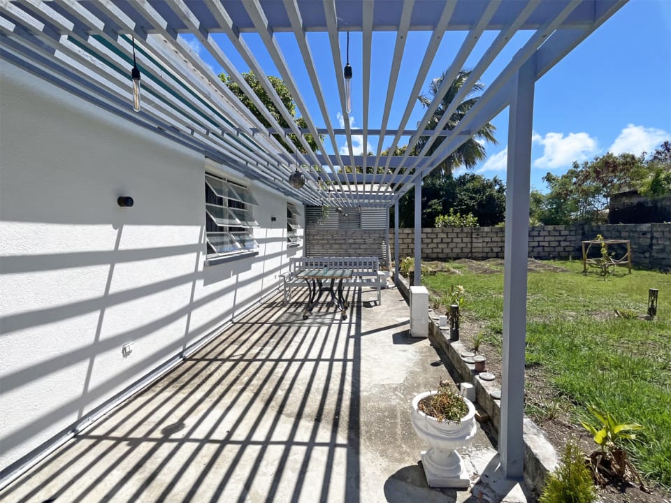 Back terrace and garden area