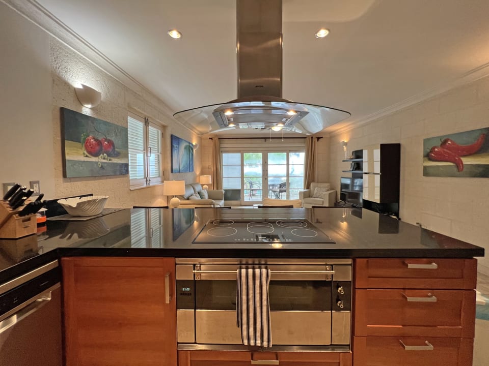 Kitchen looking into living room