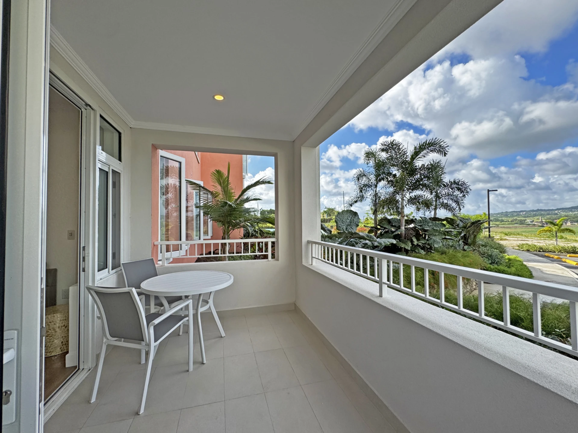 Covered patio with country views