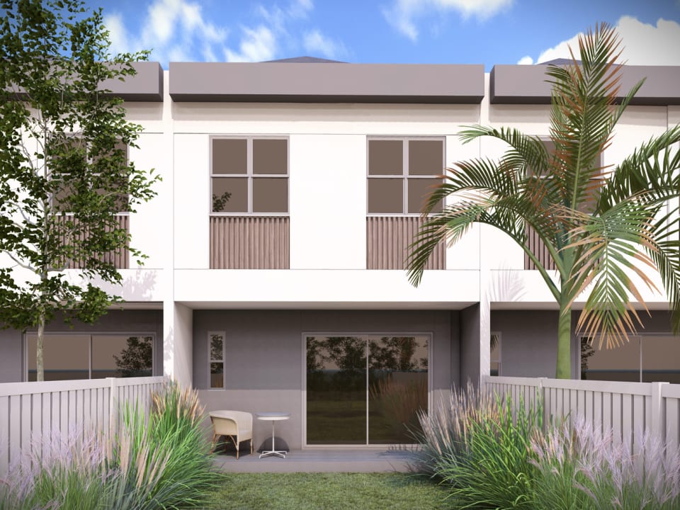 Cascade. Each townhouse with a patio & private outdoor space.