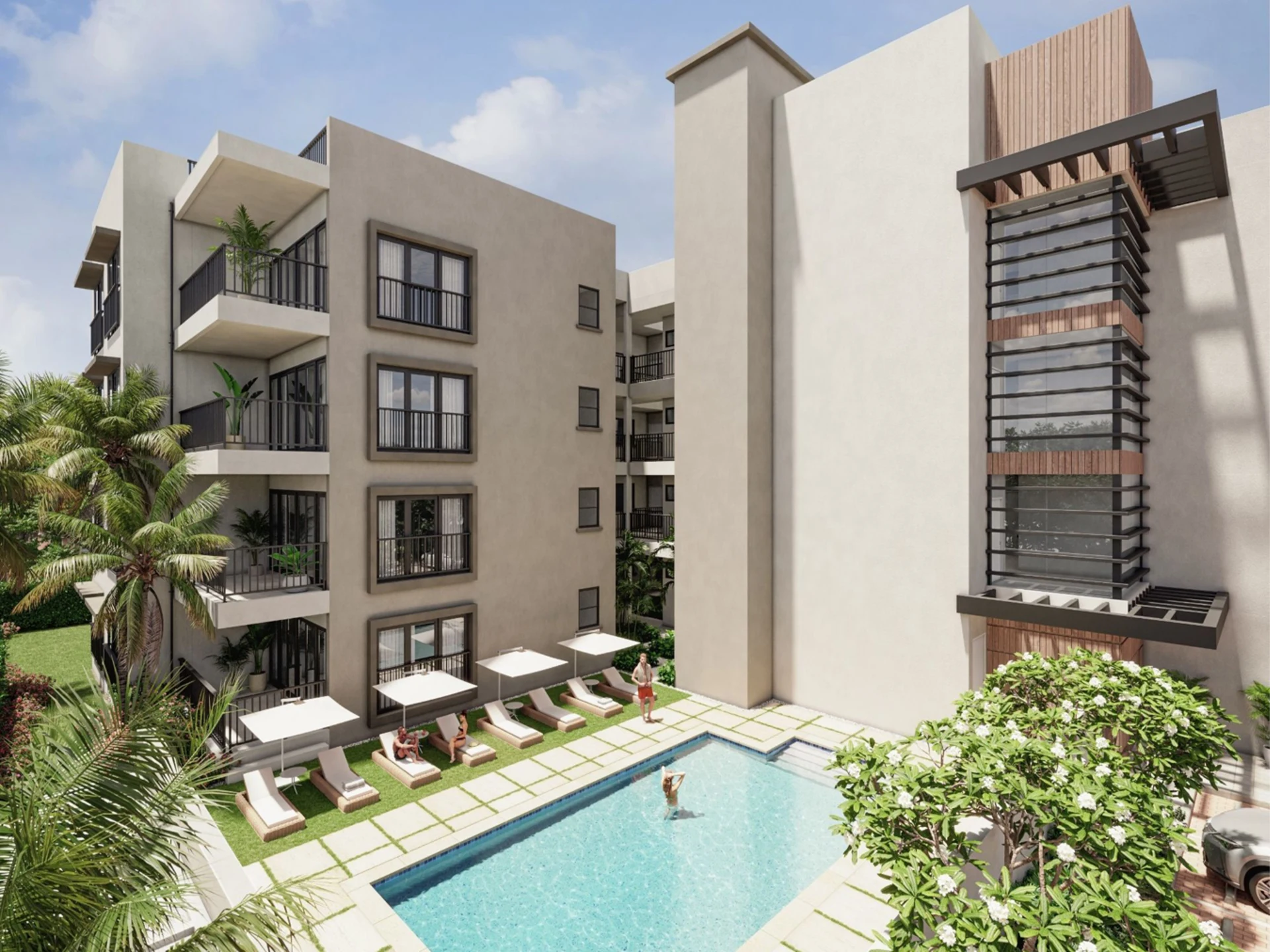 Lounge pool-side with BBQ & WiFi
