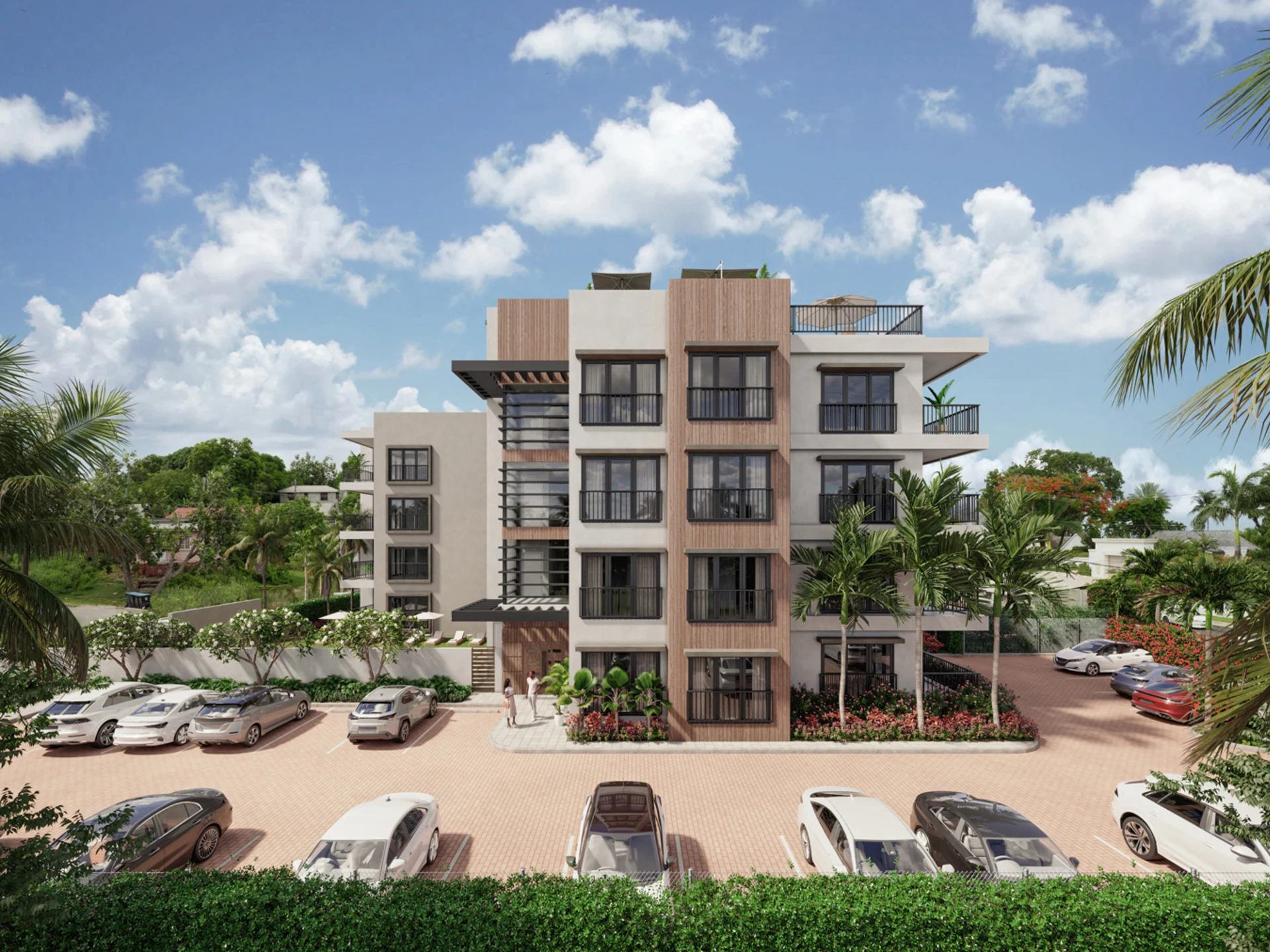 Spacious patios and sea views from several condos