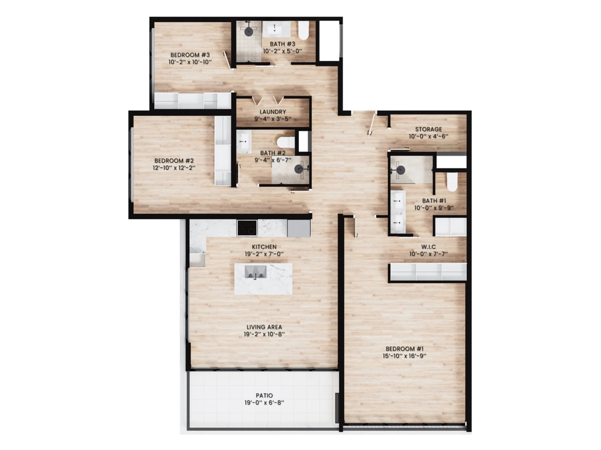 Three Bedroom Floor Plan