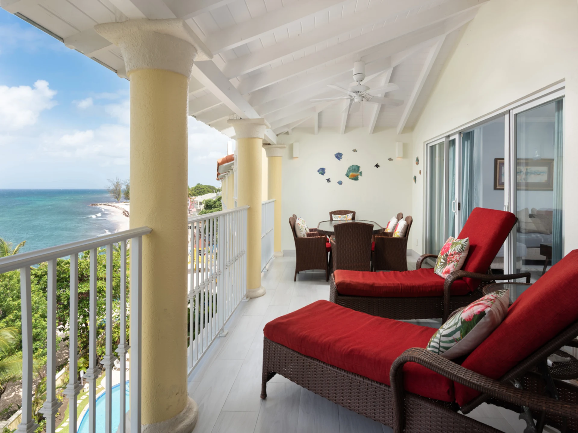 Spacious patio overlooking the Caribbean Sea