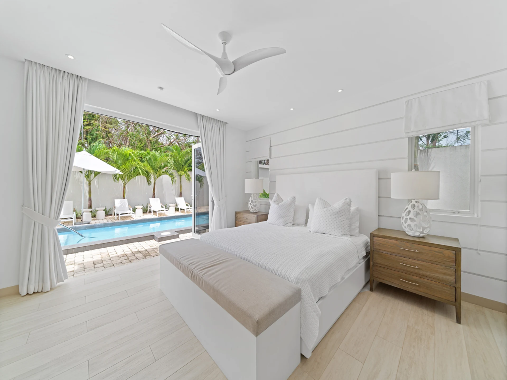 Primary bedroom, with pool access