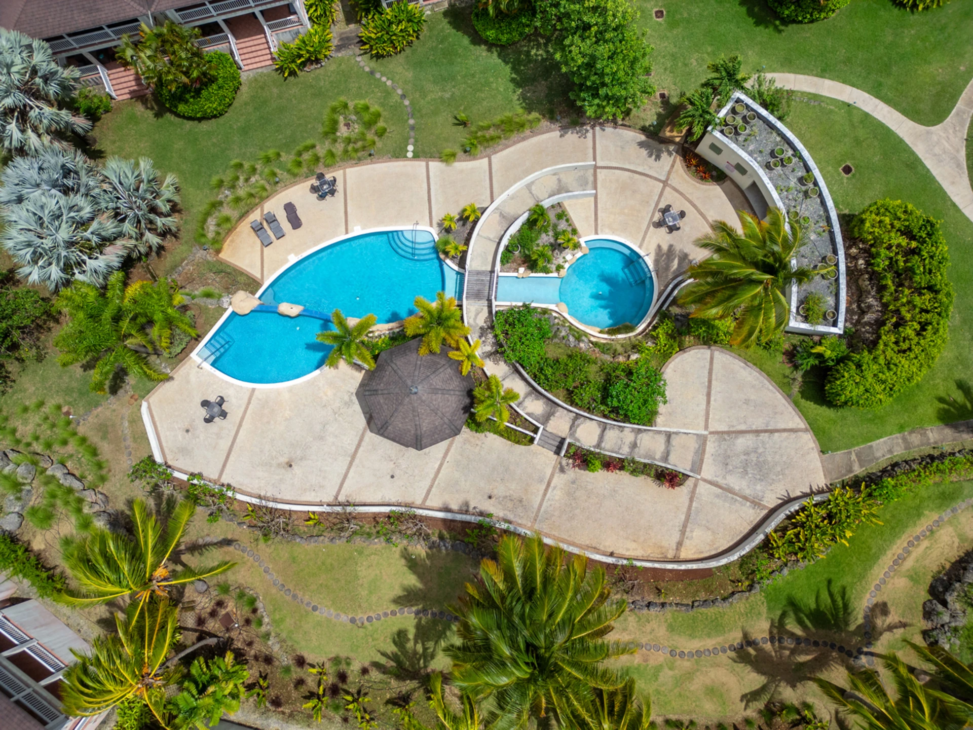 One of two communal pools