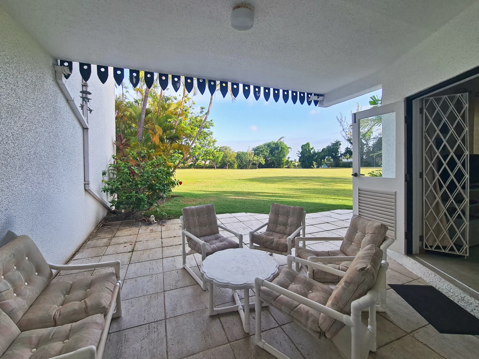 Spacious patio overlooking the golf course