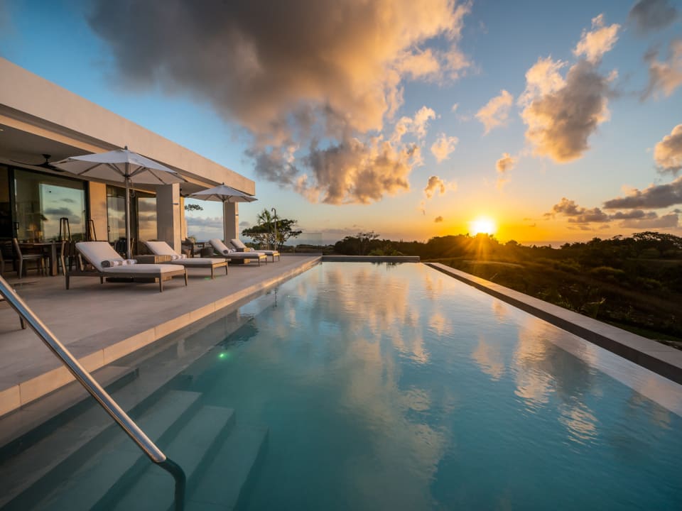 Sunset by the pool
