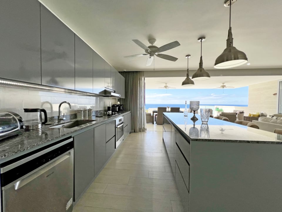 Modern kitchen with stainless steel appliances