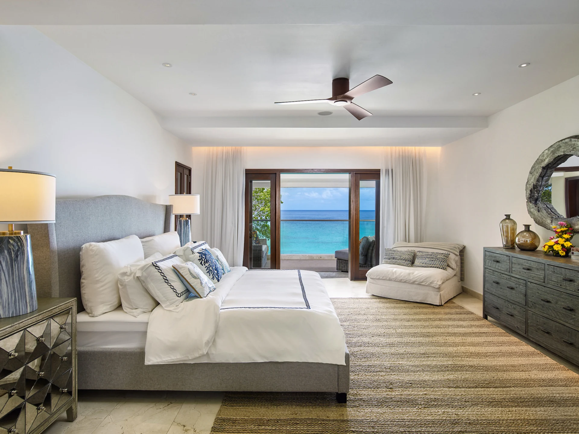 Primary bedroom opens to terrace great sea views