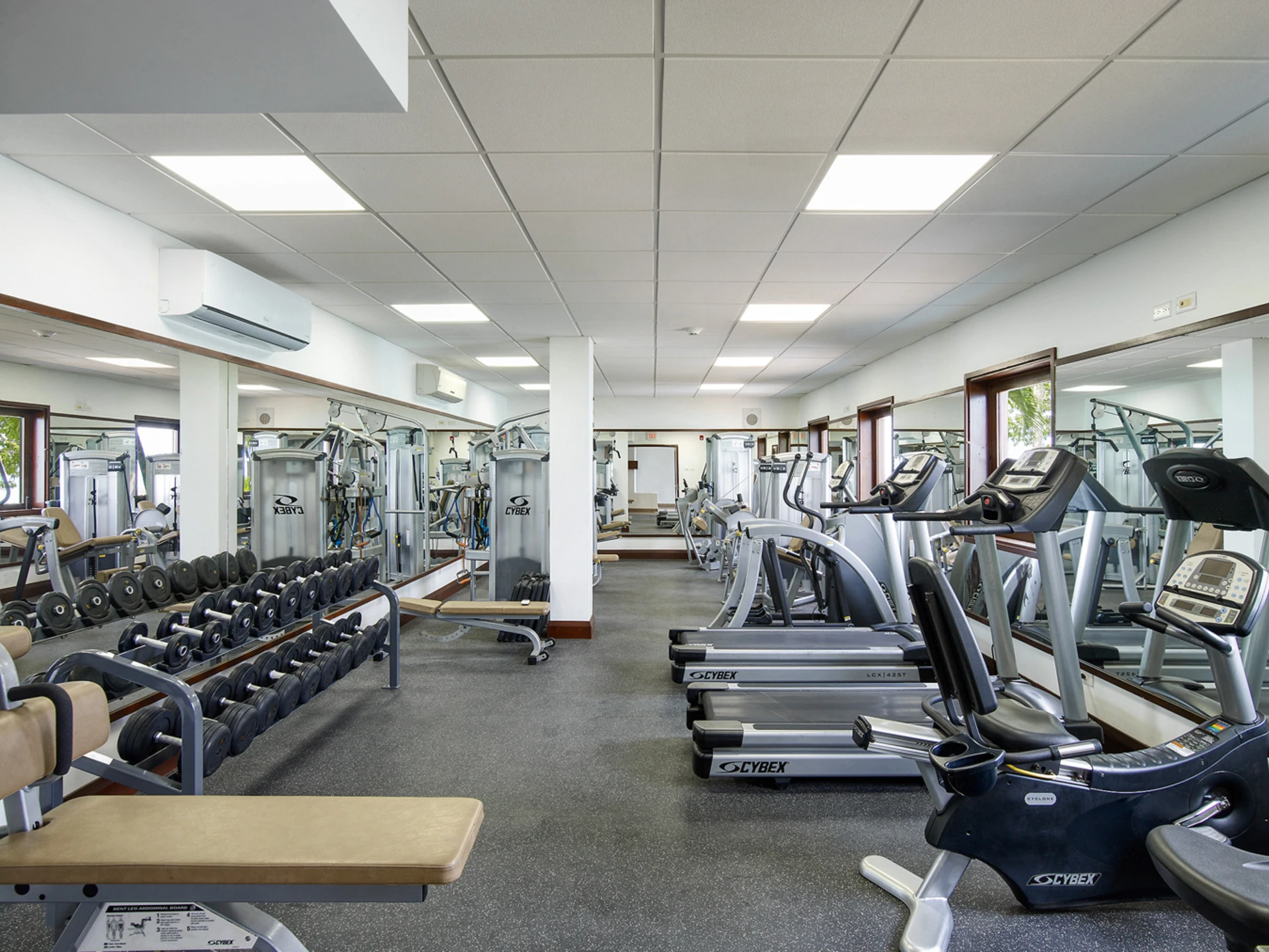 Well equipped gym with sea views
