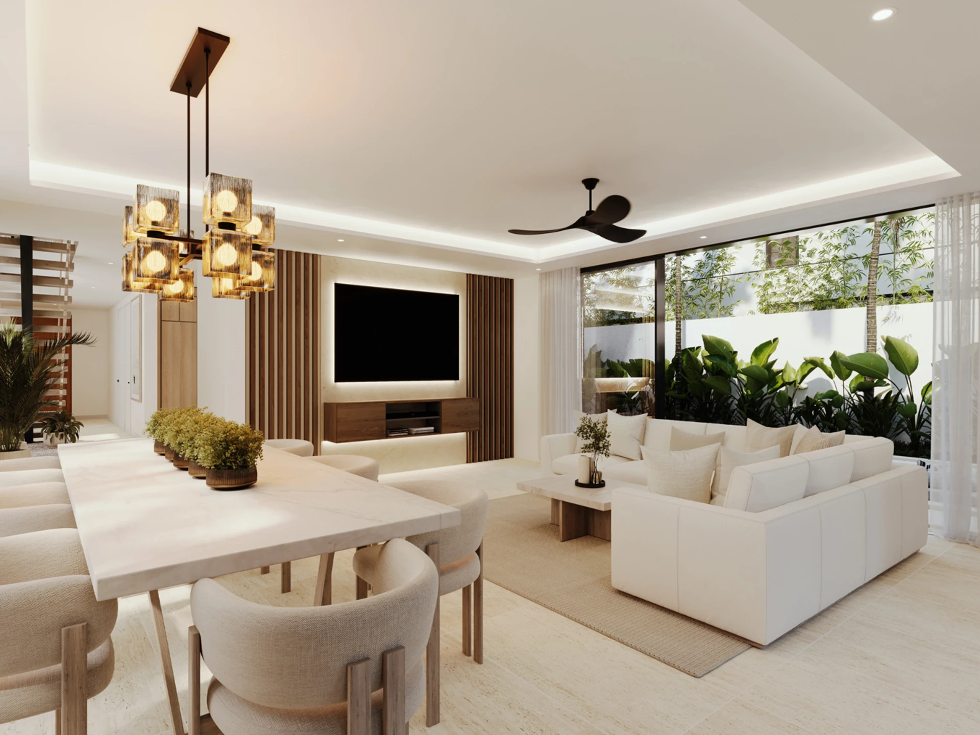 Open plan living and dining