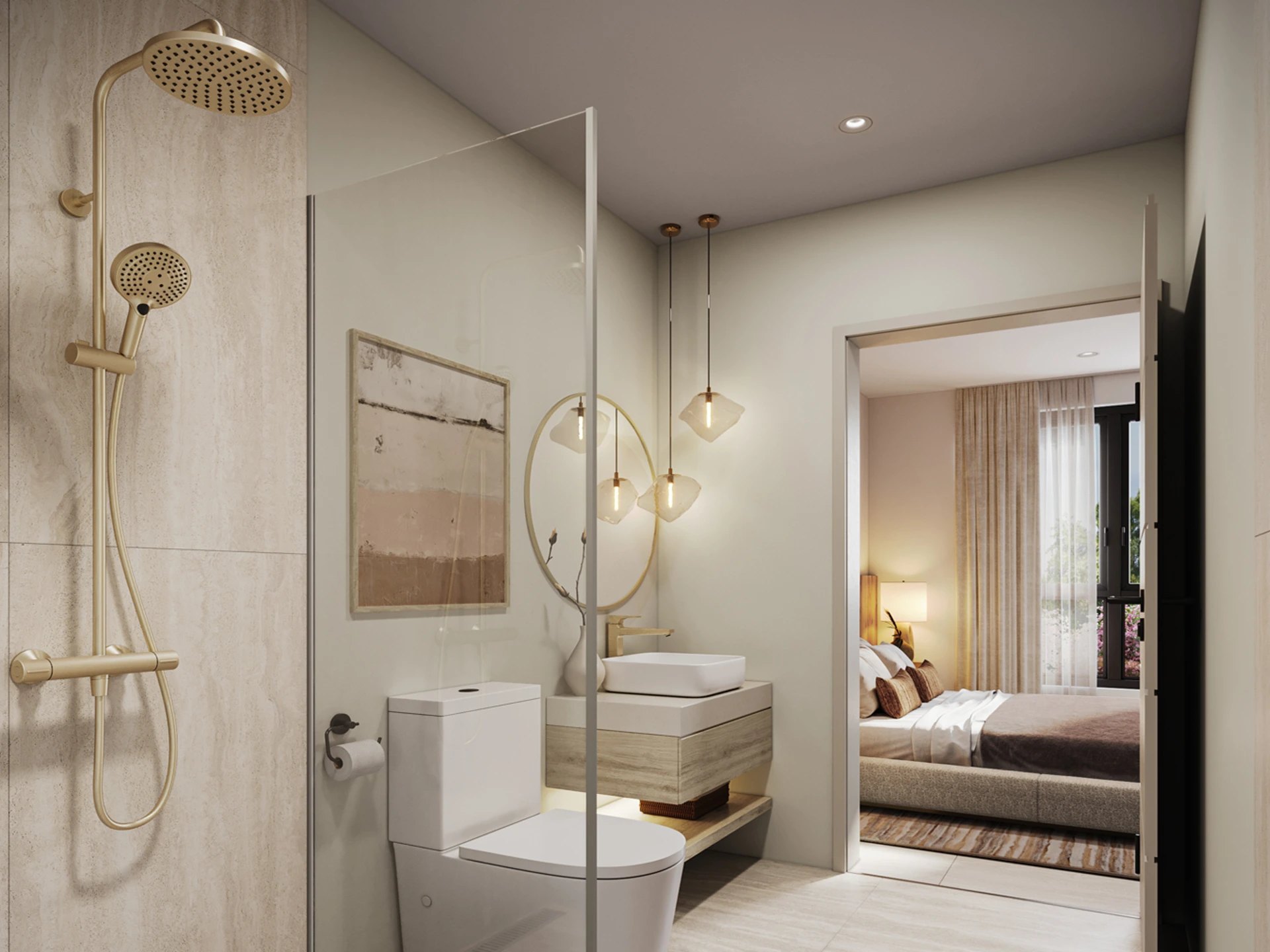 Ground level, en-suite guest bathroom