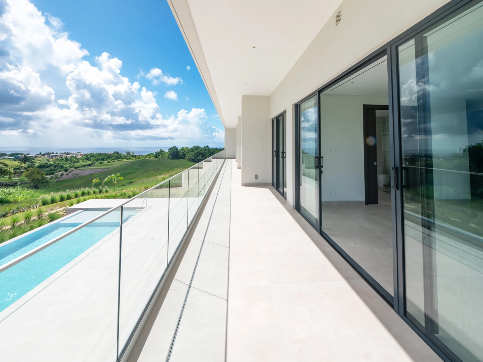 Patio overlooking pool