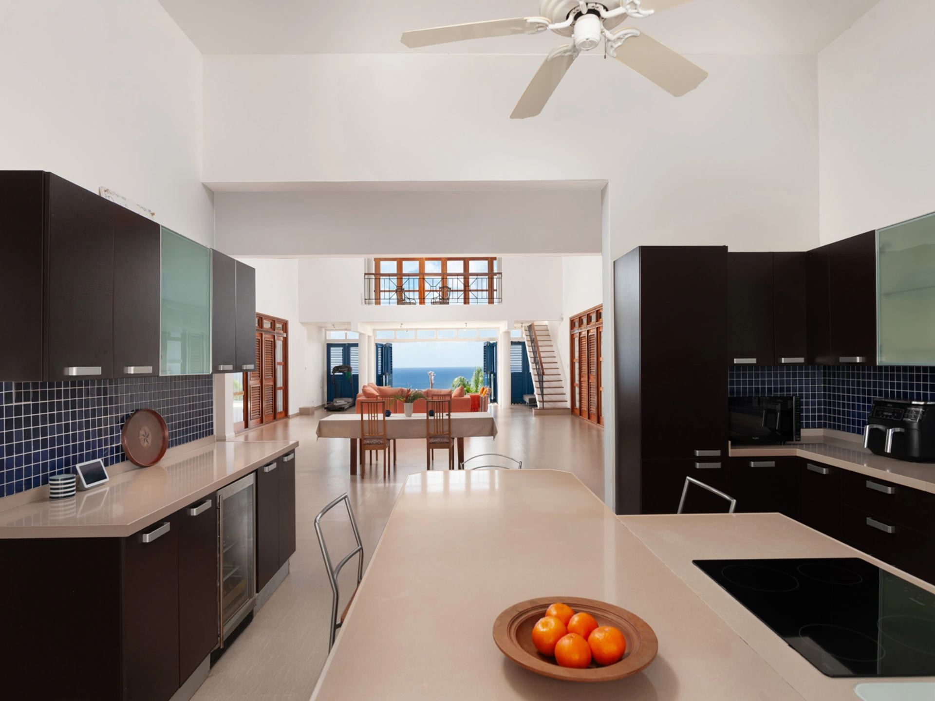 Open plan fully equipped kitchen