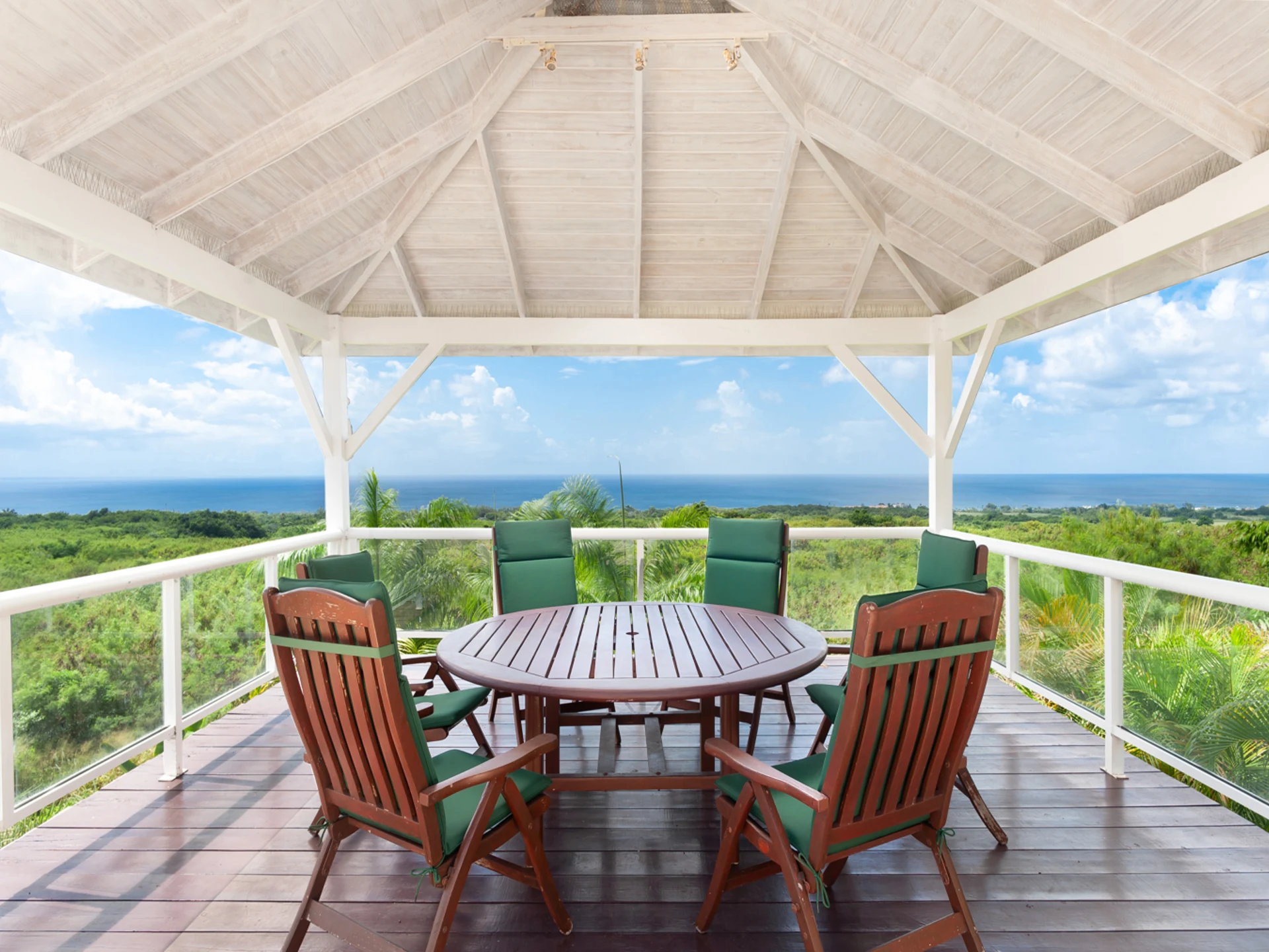 Great green and sea view from the poolside gazebo