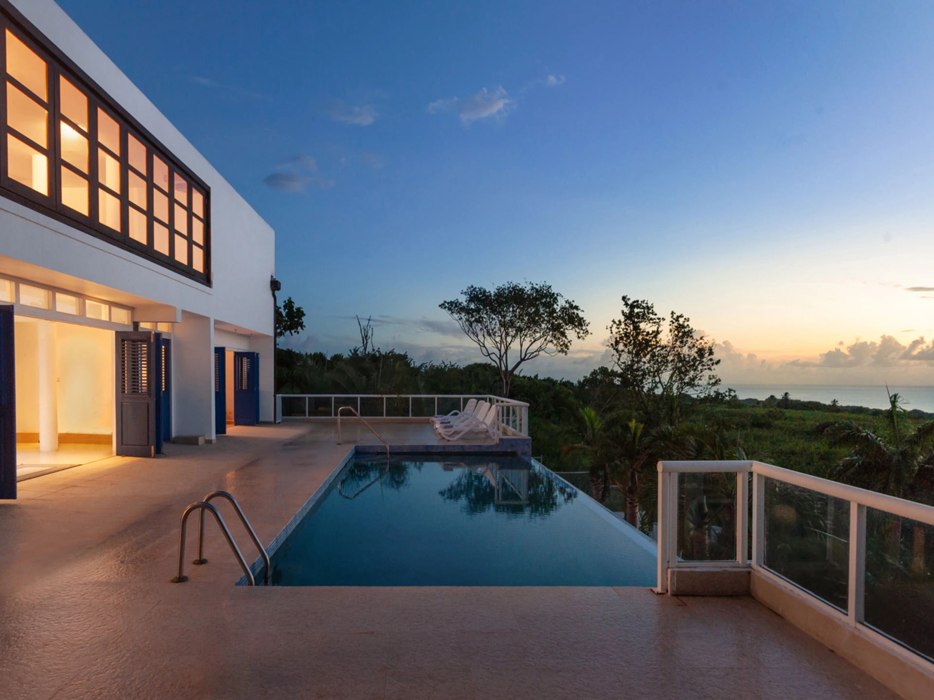 Sunset view from pool terrace