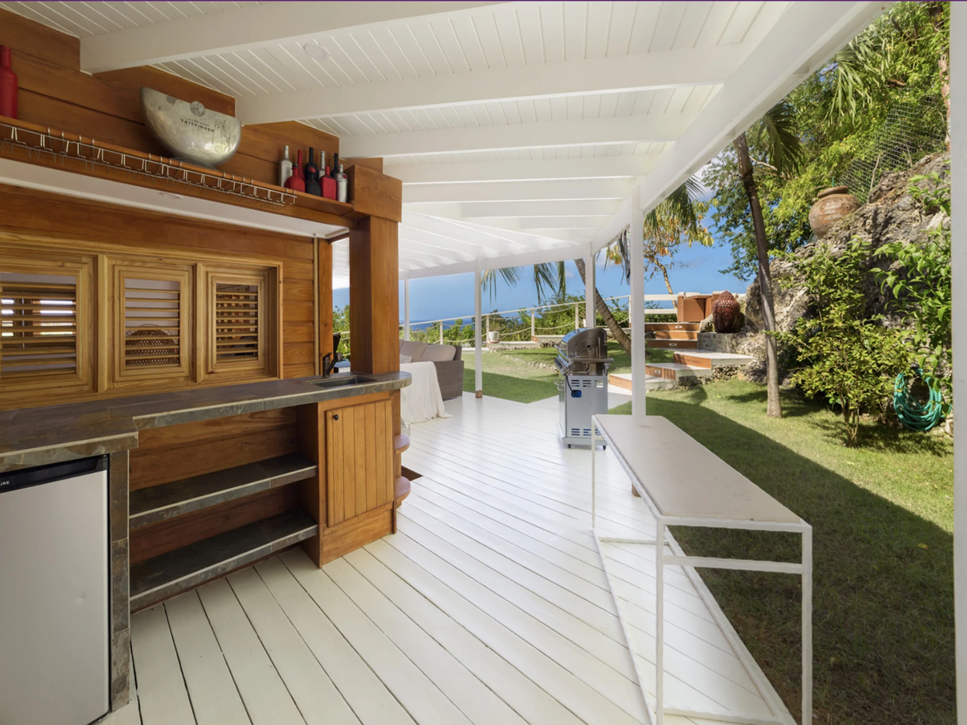 Meticulously maintained wraparound patio terrace