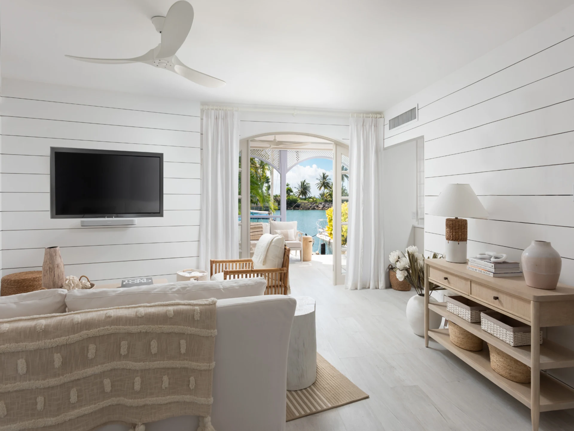 Living area with access to patio