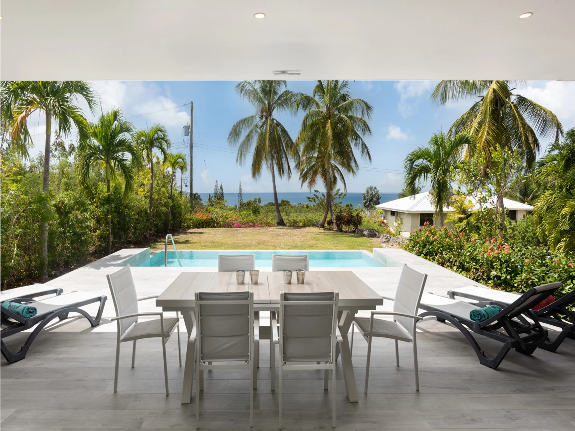 Sea views from ground floor of Virgo Villa